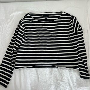 J crew Black and White Striped Long Sleeve Top